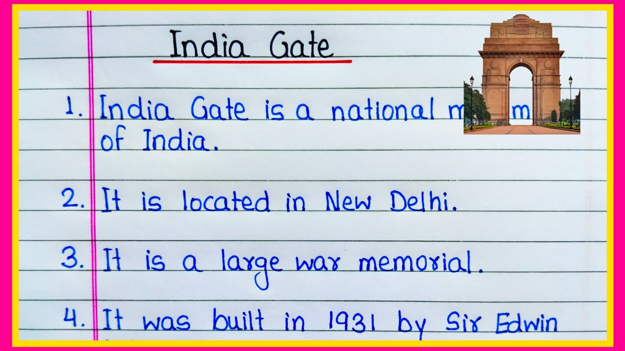 10 lines on India Gate in English/Essay on India Gate/India Gate essay 10 lines/About India Gate