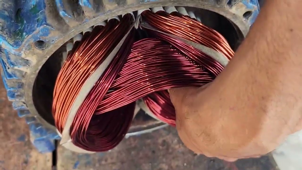 AQUATEX OLD MODEL 5 HP 2 PHASE MOTOR REWINDING DETAILS.  ##rewinding #motor #motorwinding #skill 