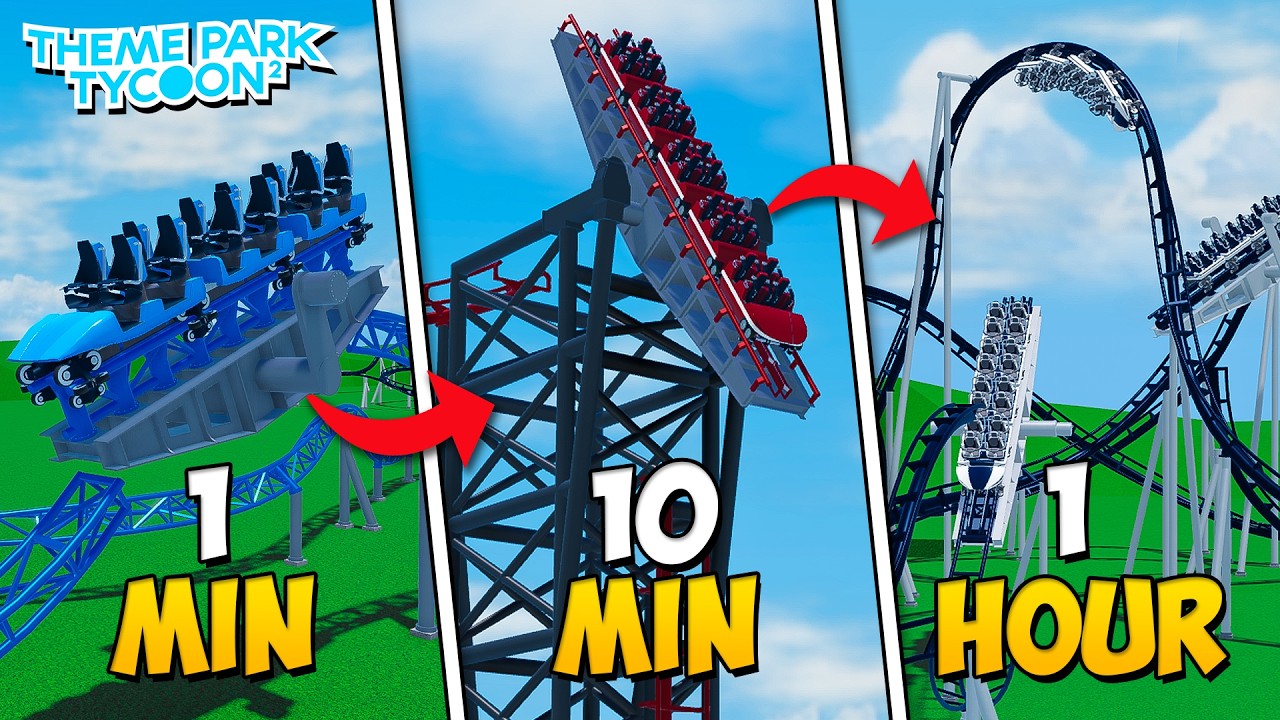 Building a TILT TRACK Rollercoaster in 1 MINUTE, 10 MINUTES and 1 HOUR!