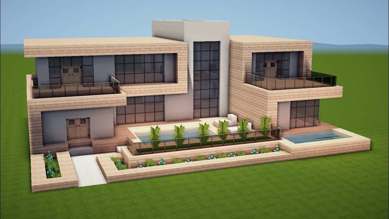 GROßES MODERNES HAUS mit POOL in MINECRAFT bauen TUTORIAL [HAUS 227]