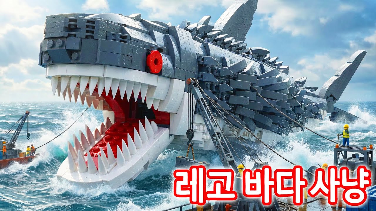 ✨ 수렵 EXOTIC 세계 최대 레고 MEGALODON 실물 상어 🦈ASMR 심해 괴물 요리 🌊 Lego Ocean Chef