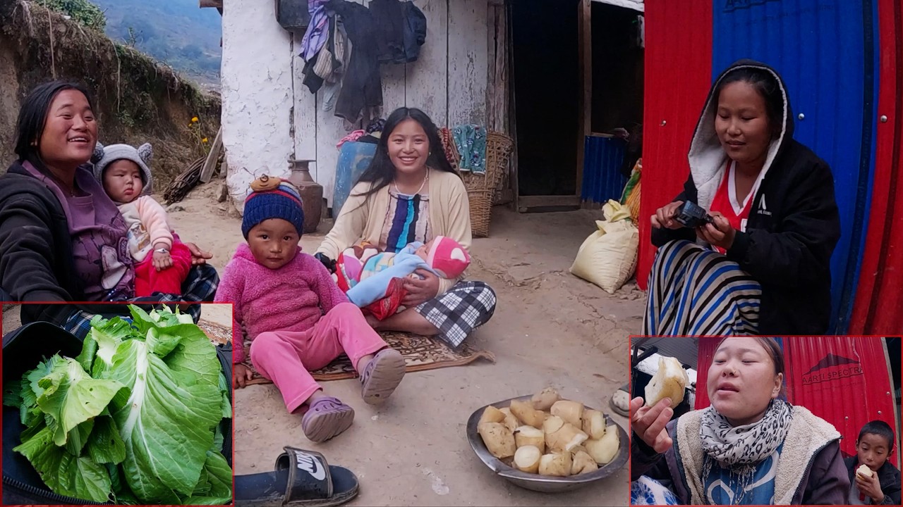 laxmi enjoying food  with friends in the village @rojanRita