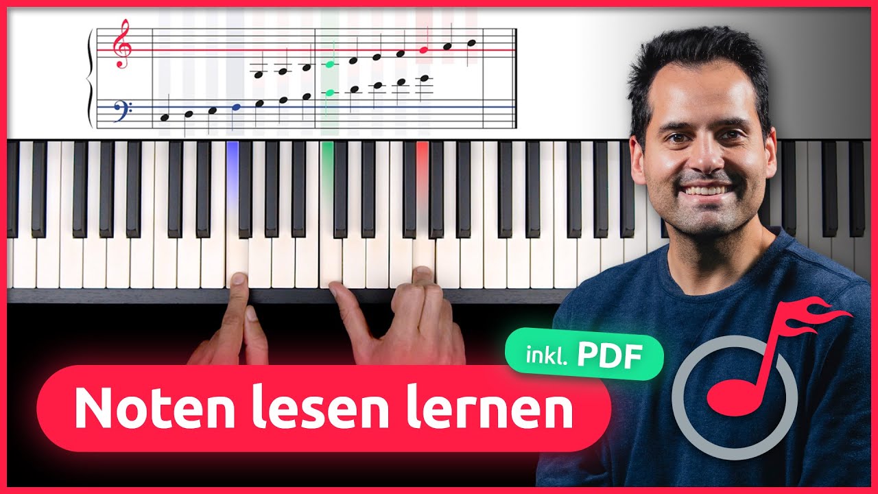 Noten lesen lernen am Klavier! (f&uuml;r Anf&auml;nger + PDF)