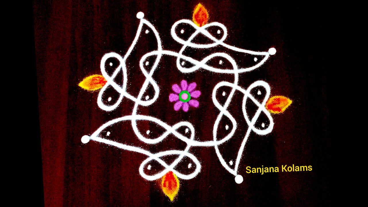 2005. 5 Dot Small Easy Simple and Beautiful KambiKolam/ LatestCreation/FridayRangoli/MellikaMuggu