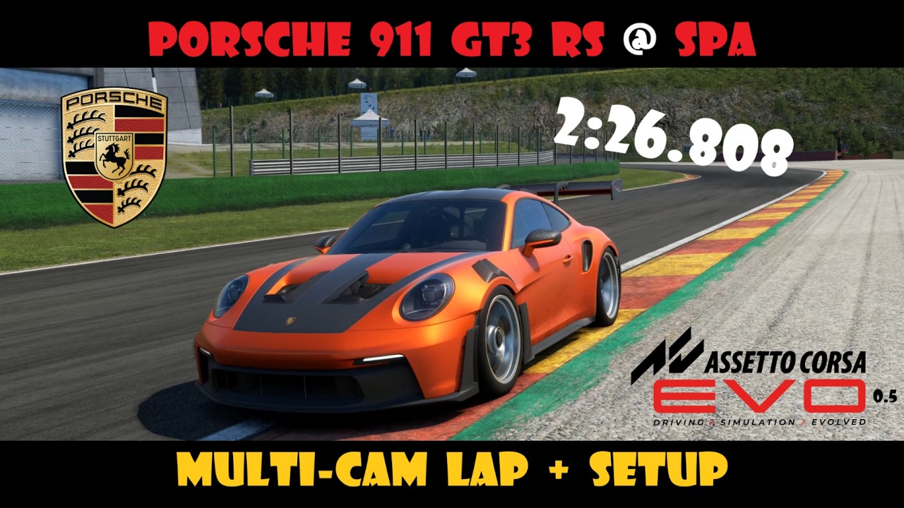 AC Evo | Porsche 911 GT3 RS @ Spa | 2:26.808 | multi-cam lap + setup