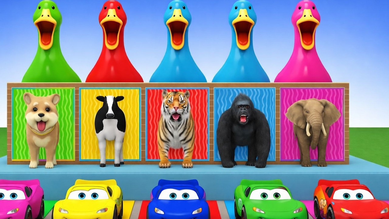 Long Slide Game With Cow Elephant Gorilla Hippopotamus Tiger 3d Animal Game Funny 3d Animals