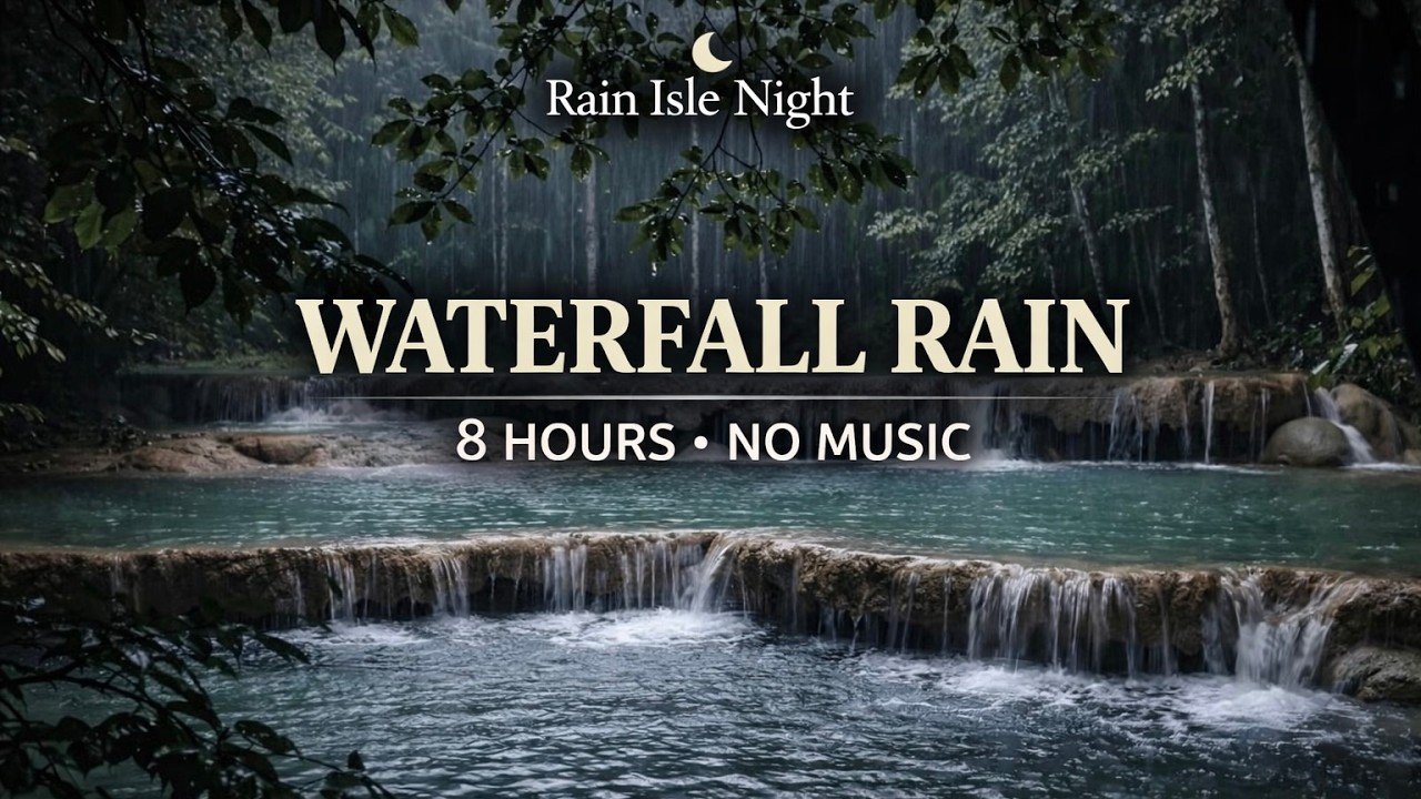 8 Hours Waterfall Rain for Deep Sleep | No Music