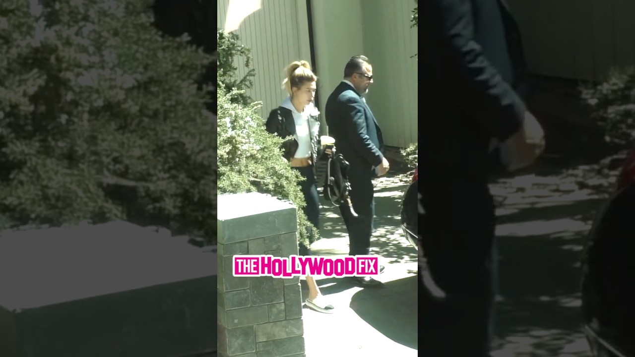 Hailey Bieber Exits A Sleepover At Kendall Jenner's Mansion In West Hollywood, CA