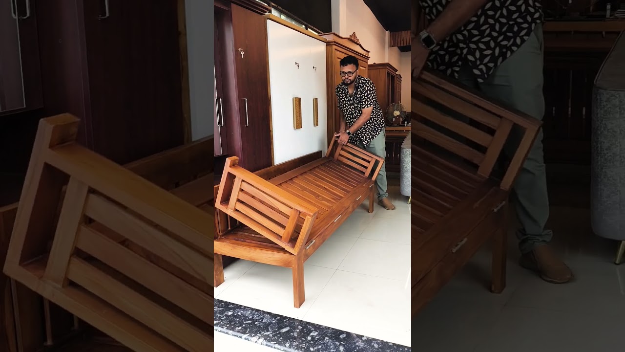 TEAK FOLDING SOFA BED #teakfurniture #foldingbed #sofabed #customisedfurniture #keralatourism