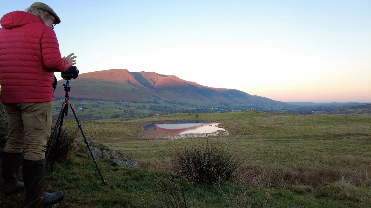 Landscape Photography - Tewet Tarn at Sunset with Blencathra Behind.