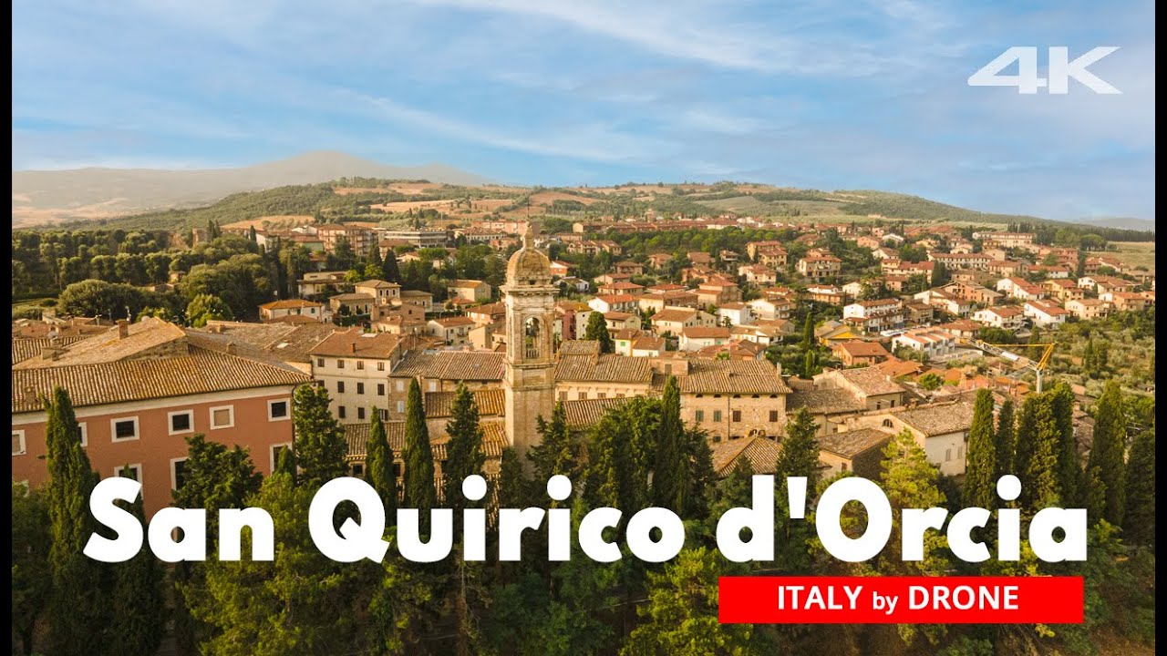 San Quirico d'Orcia Tuscany, Italy by drone, 4K Cinematic