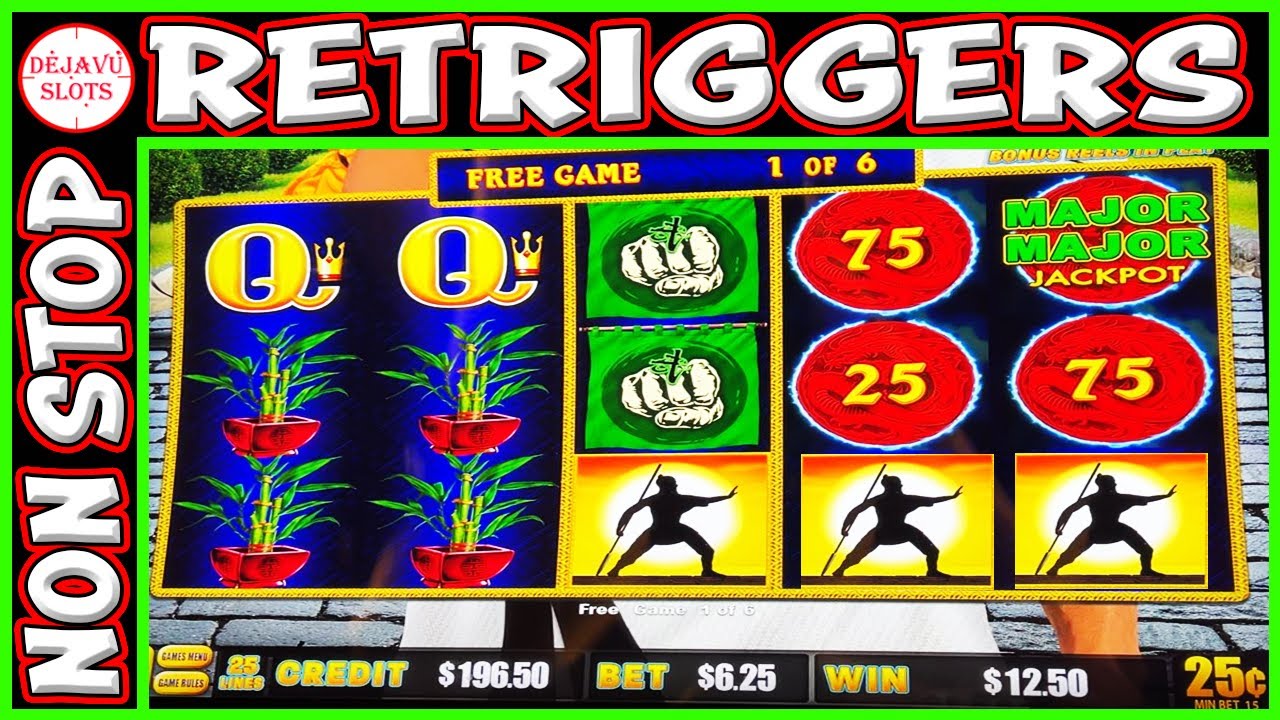 Non Stop Retriggers! Winning At Las Vegas on KungFu Master Slot Machine