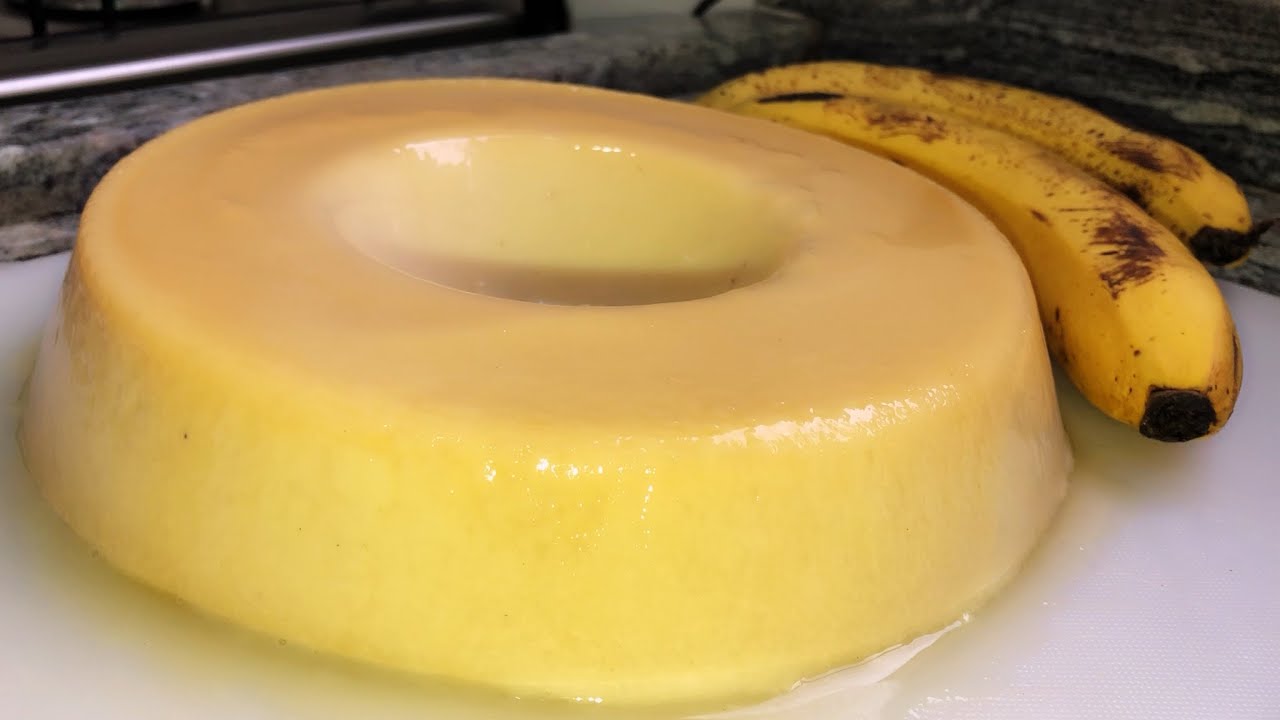 PUDIM DE BANANA SEM FORNO E SEM OVOS