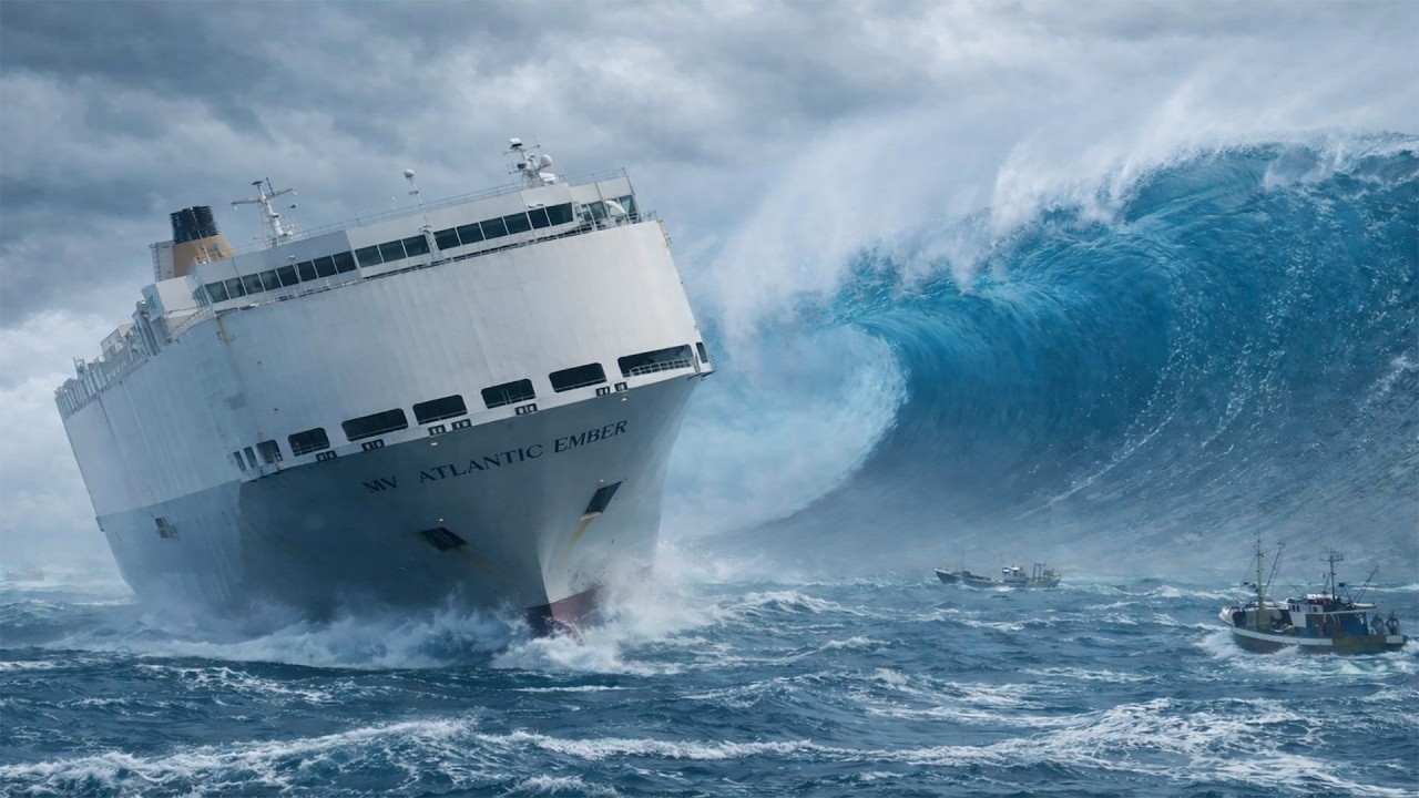 MEGA TSUNAMI vs MV Atlantic Ember | The Sinking of America’s Giant Car Carrier (Cinematic AI VFX)