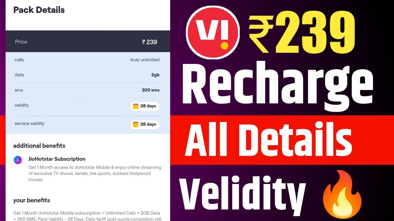 Vi New ₹239 Recharge Plan All Details And Velidity 🔥 | Vodafone Idea Recharge Plan ₹239