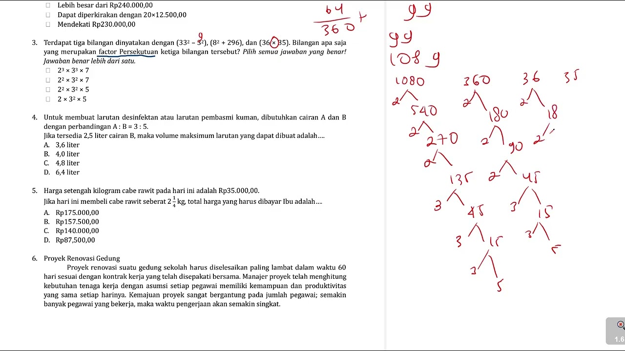 SOAL TKA MATEMATIKA KELAS 9 - FAKTOR PERSEKUTUAN