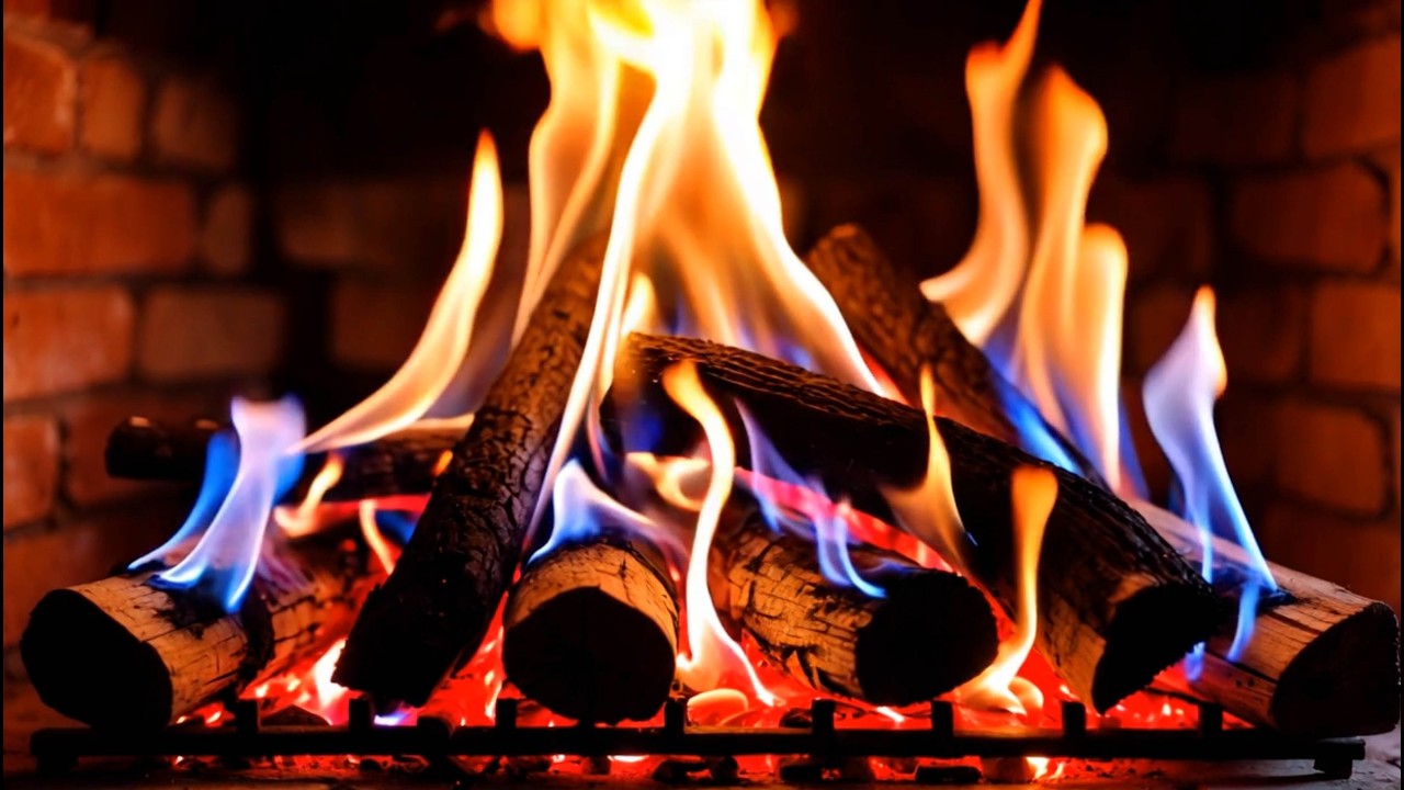Crackling Fireplace 4K ❄️ Blue-Orange Flame Fire & Burning Logs for Sleep, Study & Calm Nights