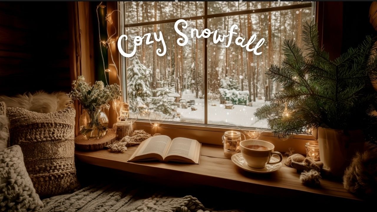Window Ambience for a Cozy Winter ❄️ Fireplace Sound & Snow Falling
