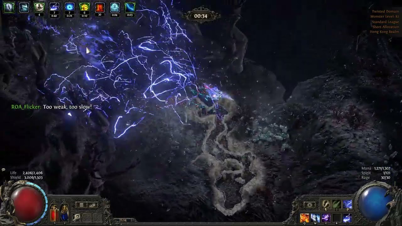 POE2 Caged Flicker with [Hard 4] Lv 82 Xesht boss 32M hp ( lot of tech check info)
