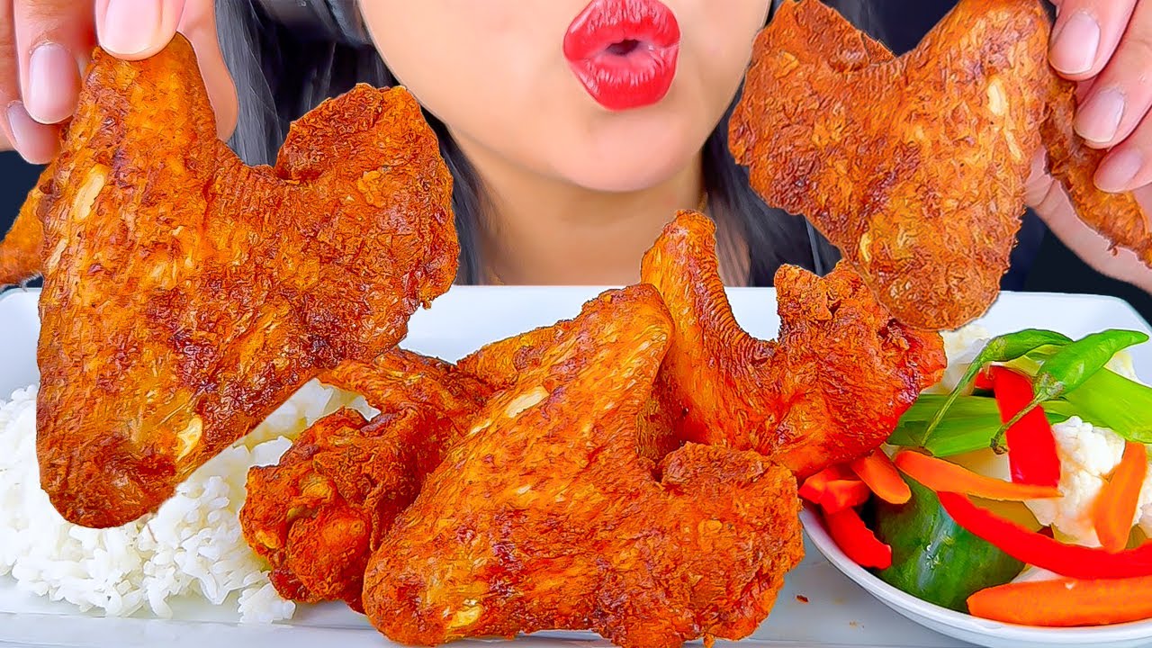 ASMR FRIED CHICKEN, RICE & PICKLED VEGGIES