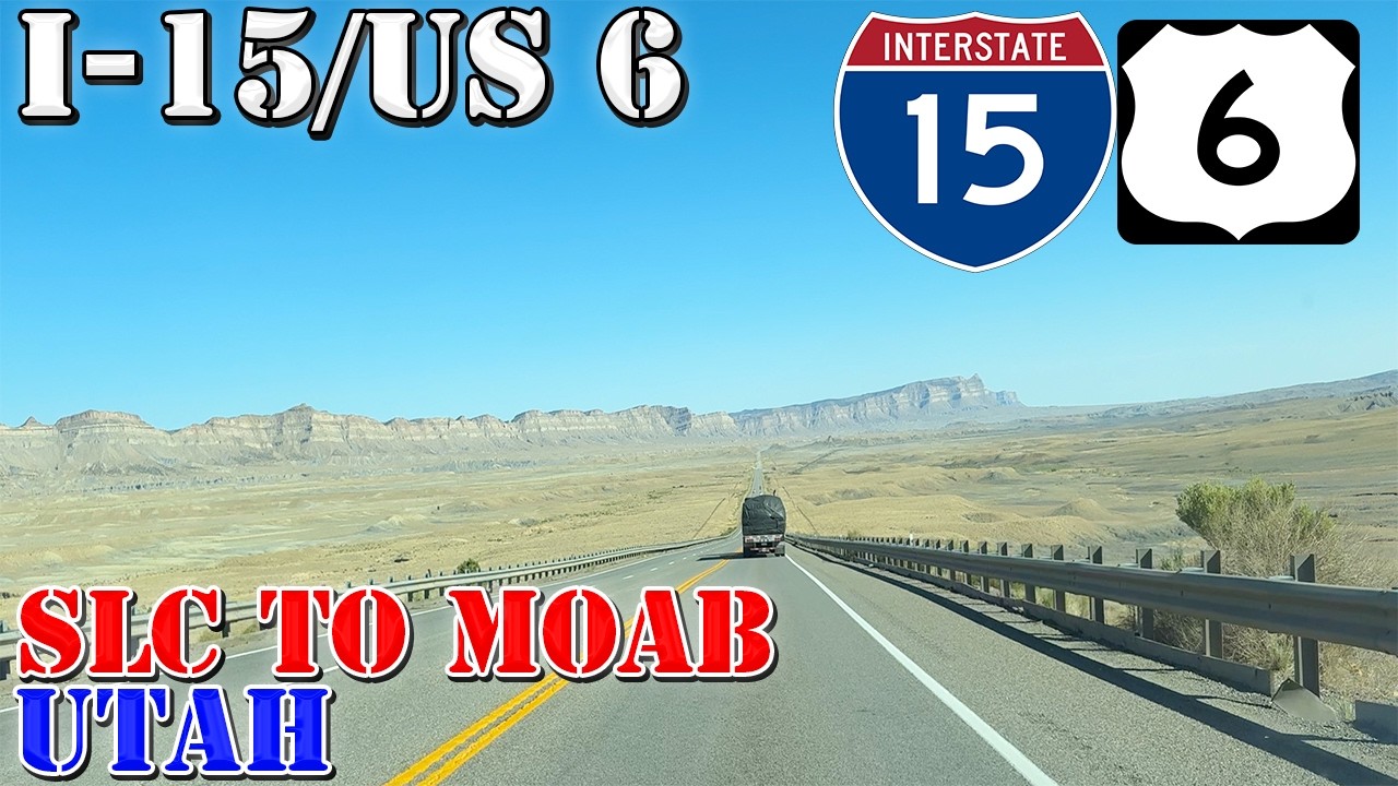 I-15 South - US 6 East - Downtown Salt Lake City to Moab - Utah - 4K Highway Drive