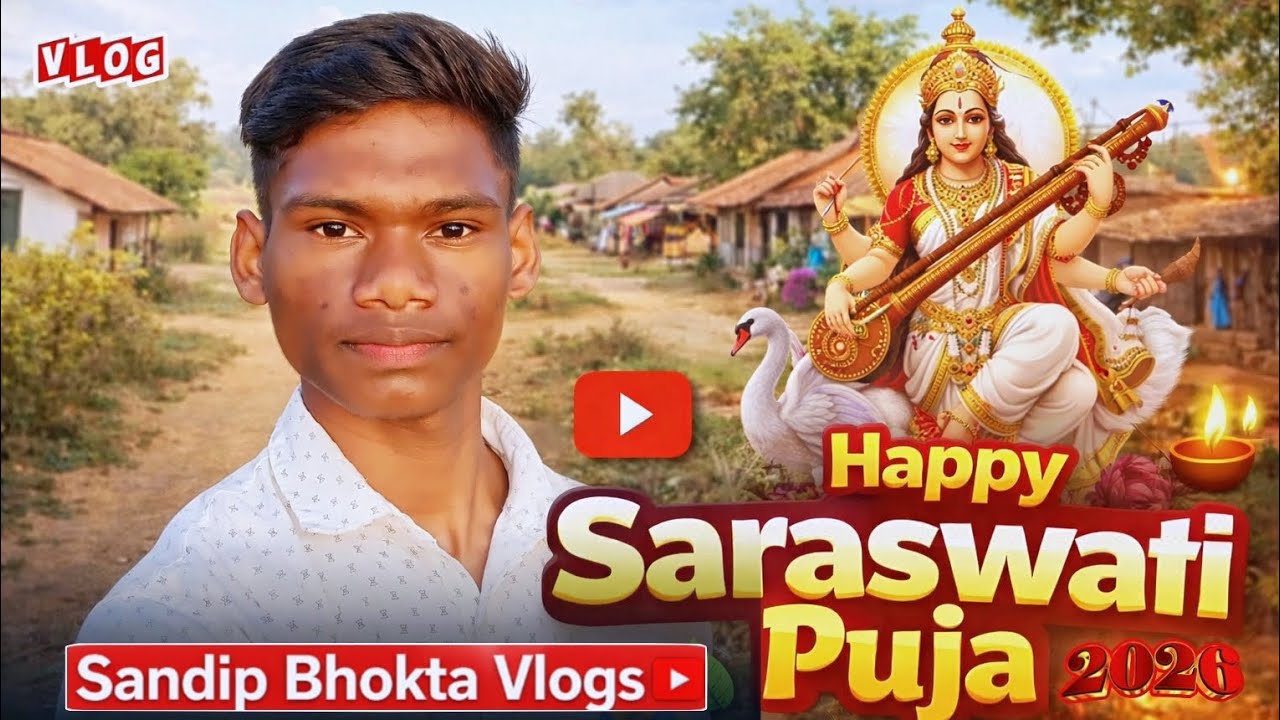 Happy Sarswati puja Hamne School Nhi Ja paye 🥺 || हैप्पी सरस्वती पूजा || Village Life Natural 🏡 || 