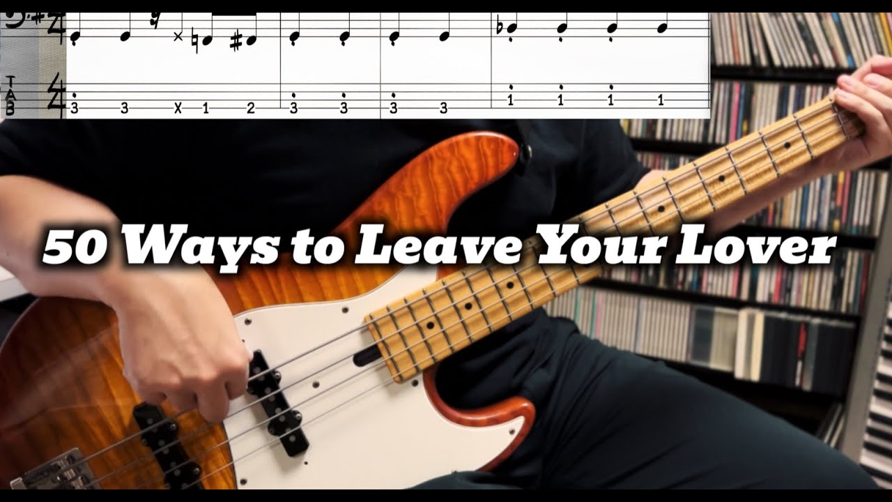 Paul Simon - 50 Ways to Leave Your Lover (Bass Cover) Tabs in Video