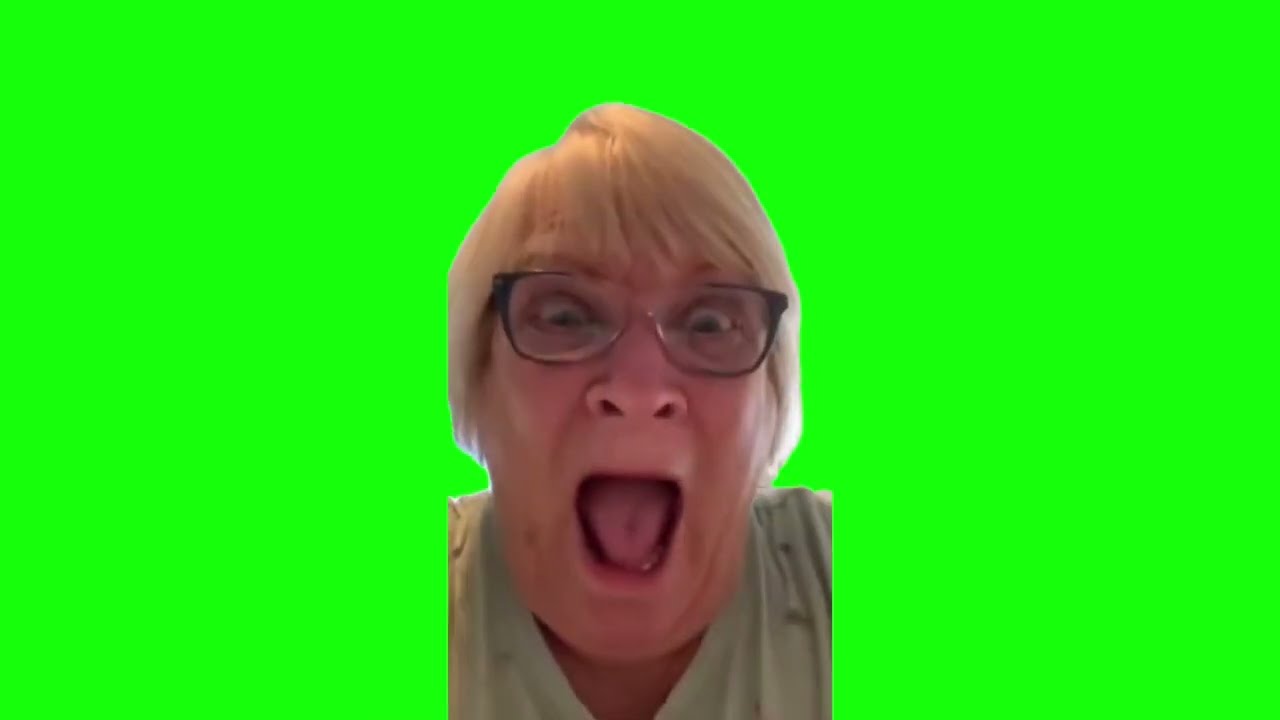 Old Lady Screaming Green Screen