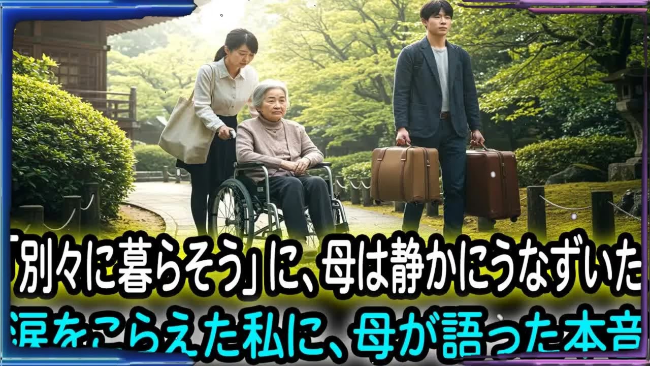 母が脳梗塞で倒れたあと──兄が「もう別々に暮らす」と言い出した。私は悔しさに泣きそうになったけれど...母は静かにうなずいた──その理由とは。
