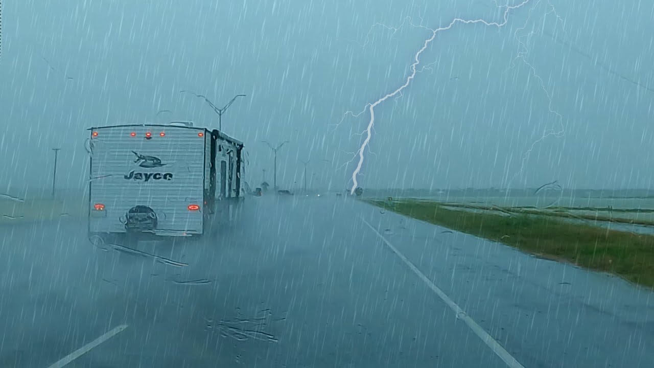 Driving Heavy Rain and Thunder Sleep in the Backseat While I Drive