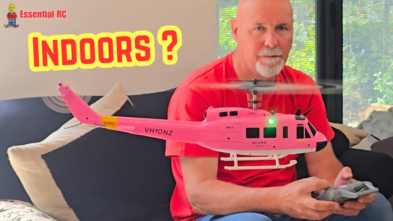 INDOORS ? RCEra C032 UH-1 scale RC Helicopter with Optical Flow