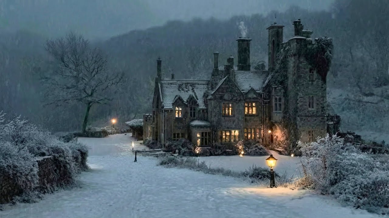 Discover the PERFECT Blend of Dark Academia and Cozy Ambience in The Manor Beneath Falling Snow
