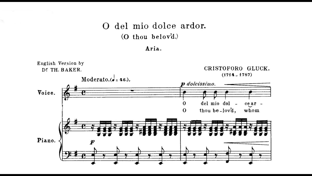 O del mio dolce ardor (Gluck) - E Minor Piano Accompaniment - Karaoke