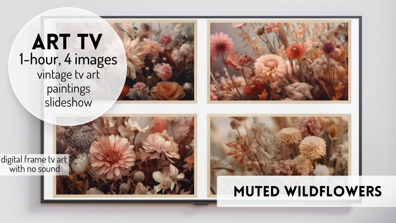 Vintage TV Art Wildflowers | Art TV Channel | Floral Artwork | 1 Hr HD Frame Summer Spring Fall Pink