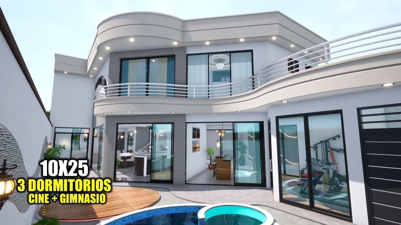 CASA DE DOS PISOS 10X25 - CON GIMNASIO Y CINE / TRES DORMITORIOS (RVL CASAS)