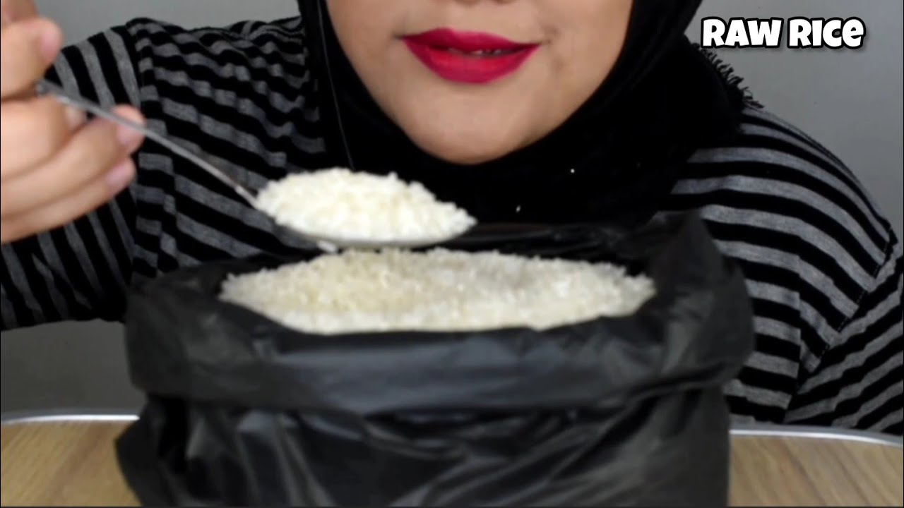 ASMR RAW RICE EATING | MAKAN BERAS LITERAN