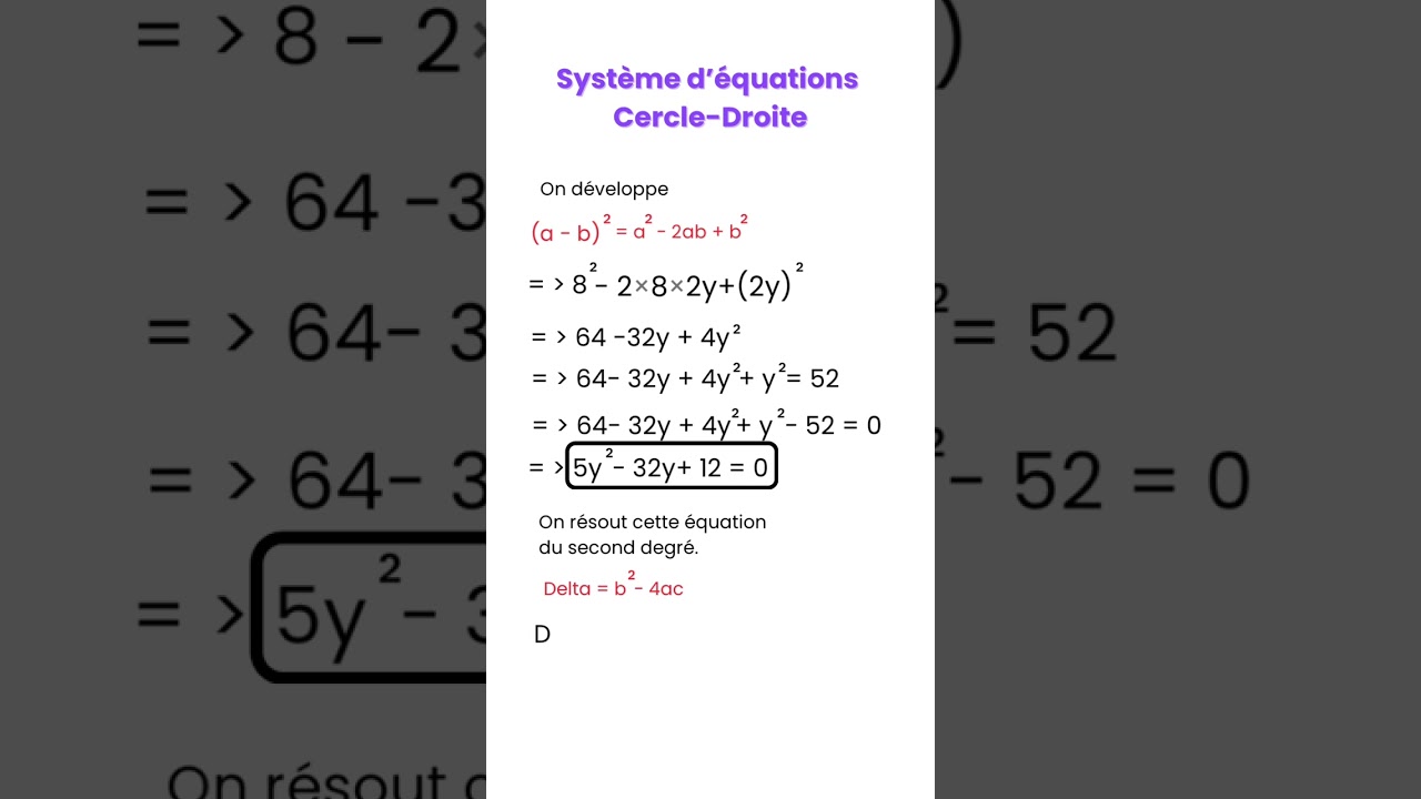 Comment calculer les intersections Cercle‑Droite 
