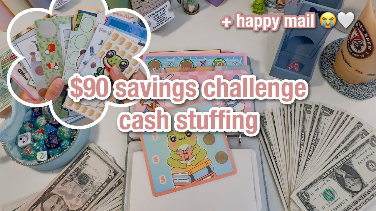 $90 savings challenge cash stuffing + happy mail! | sunday savings august 1 | #savingschallenges