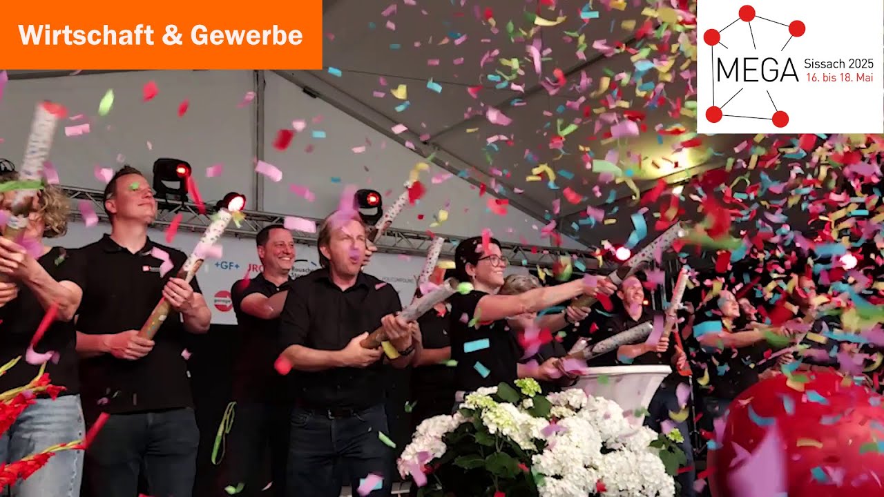 Eröffnung der MEGA 2025 in Sissach – Reden, Rundgang & Konfettiregen