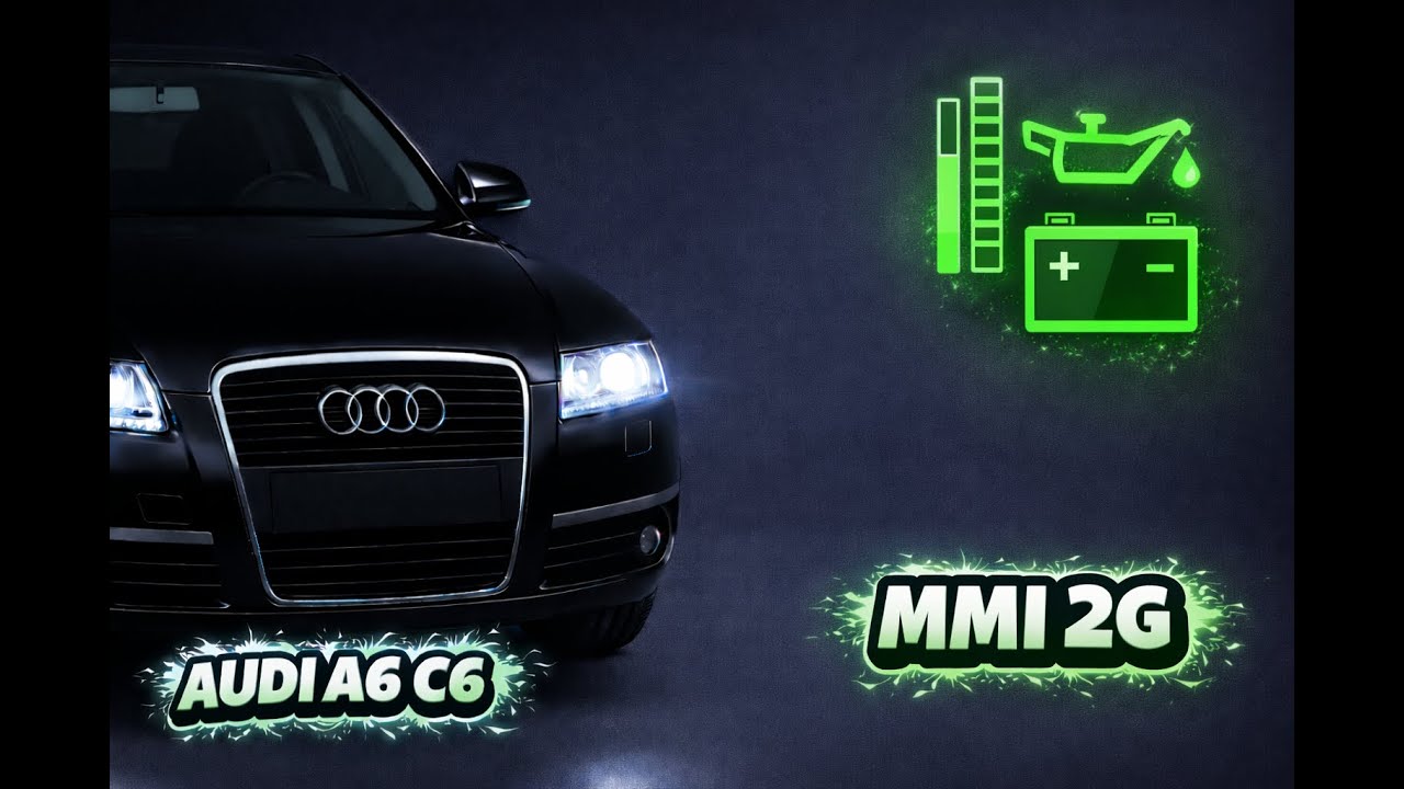 Włączenie wskaźnika poziomu oleju i poziomu naładowania akumulatora w Audi A6 C6  MMI 2G  green menu
