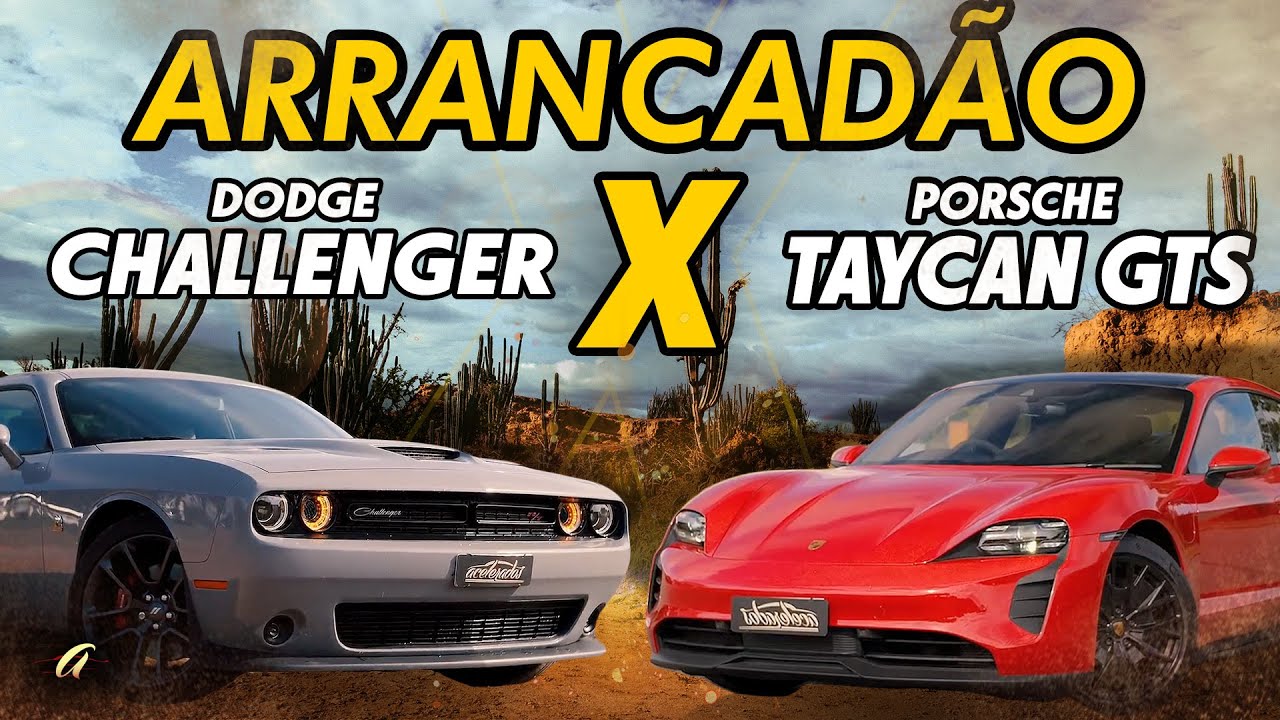 DODGE CHALLENGER x PORSCHE TAYCAN GTS NA ARRANCADA! Quem leva a melhor no duelo V8 contra elétrico?