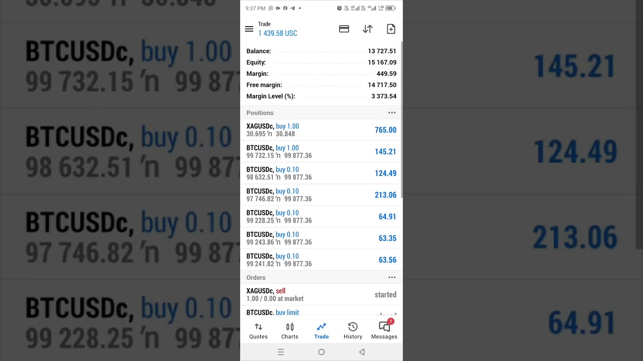 BTC TRADES in cent account