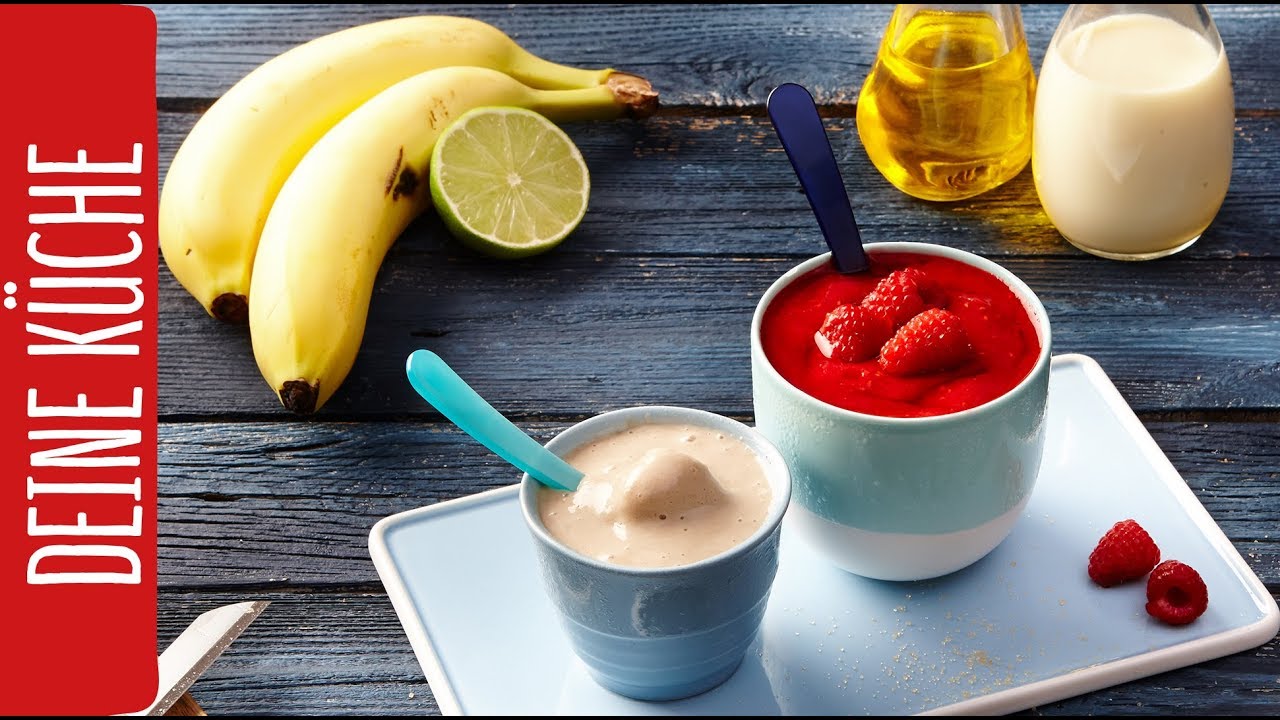Veganes Bananeneis und Himbeersorbet selber machen | REWE Deine Küche