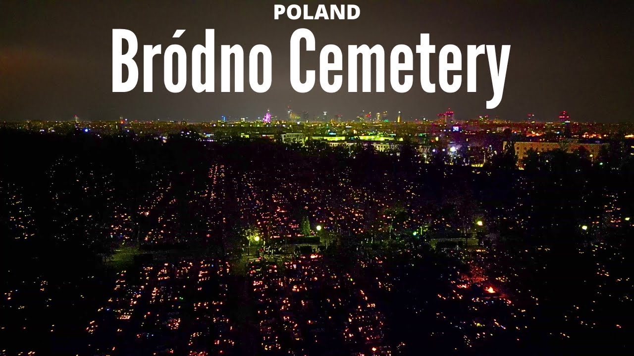 Warsaw's Bródno Cemetery on All Saints' Day - 4K drone video