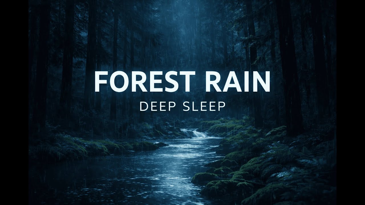 Forest Rain at Night 🌙 River Ambience for Deep Sleep & Relaxation (No Music)