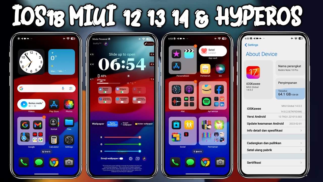 Tema iPhone iOS18 Permanen Untuk Xiaomi Miui 12 13 14 & HyperOS Full Tampilan iPhone Sungguhan