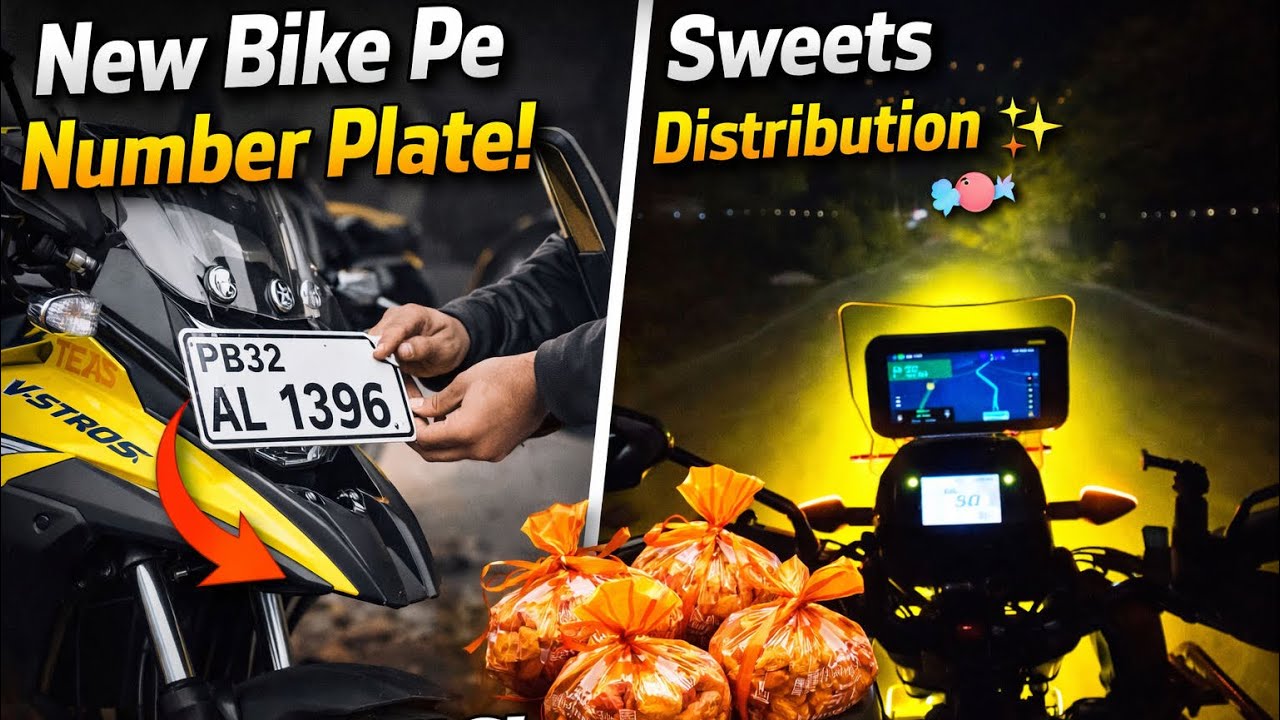 New Suzuki V-Strom SX Number Plate Install 🚀 | Accessories + Sweets Distribution 🍬