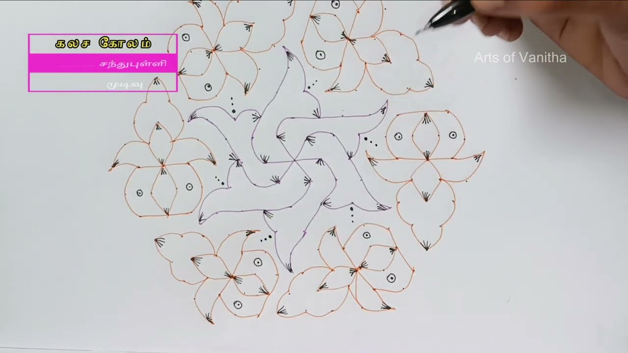 kalasam muggulu with dots | Kalasam kolam with 15*8 Dots #kalasammuggulu #kalasam #dotkolam