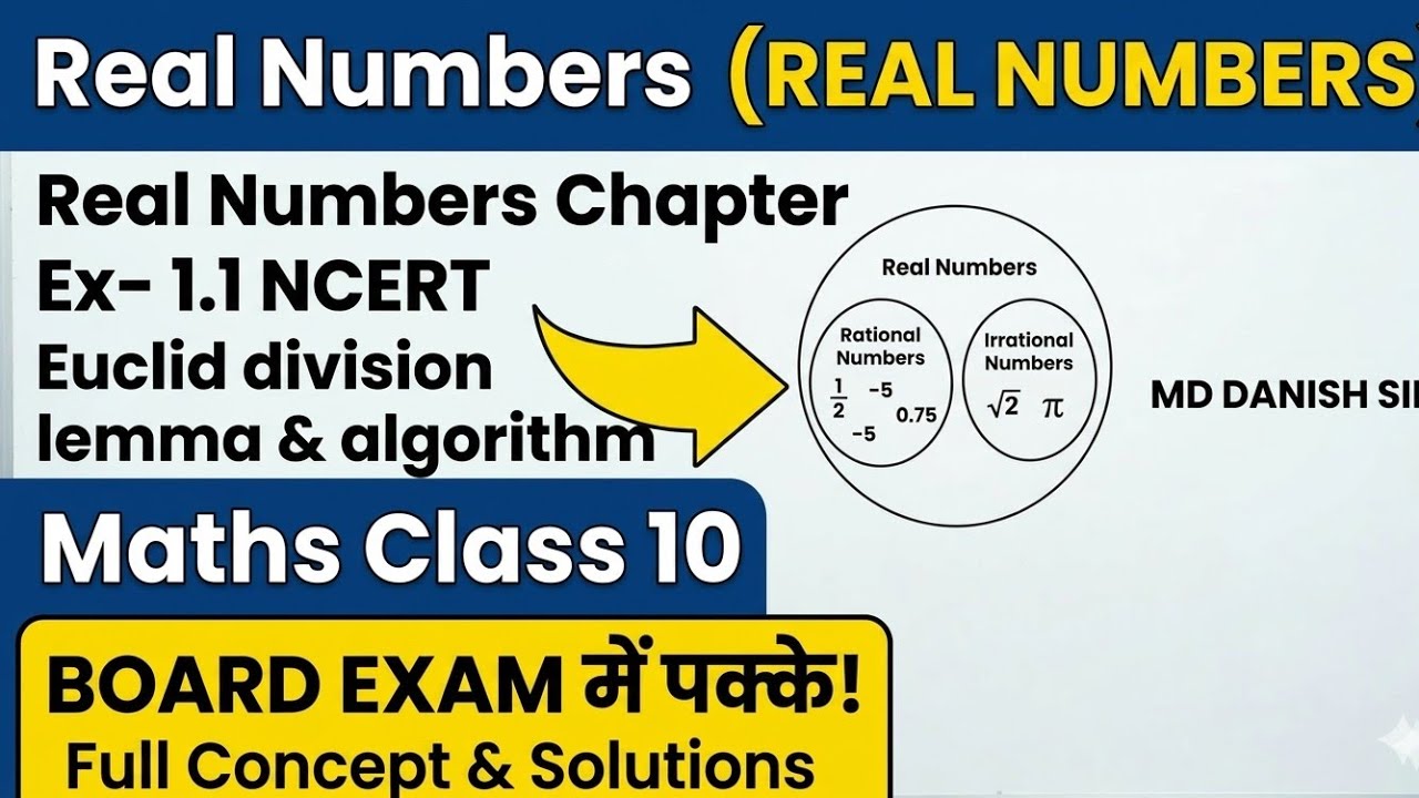 Class 10 Maths Chapter 1: Real Numbers | Exercise 1.1 | Euclid's Division Lemma & Algorithm | Danish
