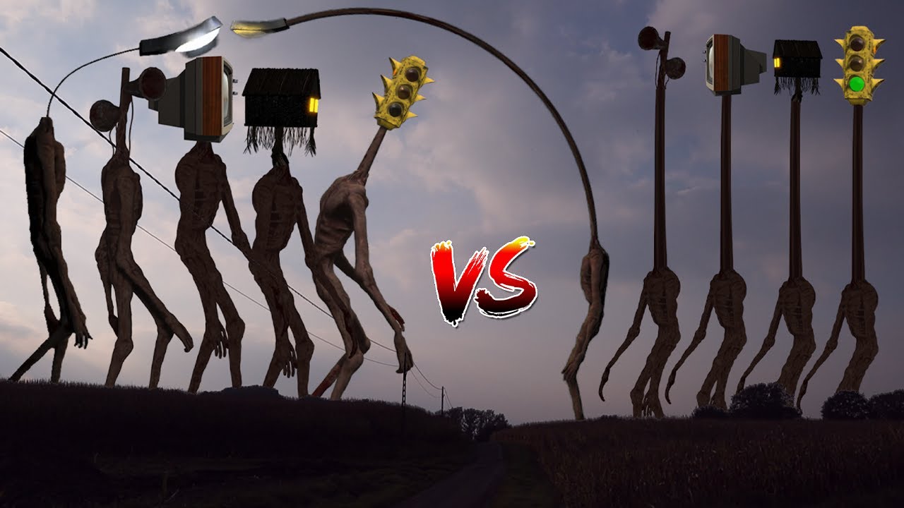 TEAM Siren Head, House Siren Head, Light Head, TV Head & Traffic Light Head VS TEAM Long Neck